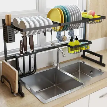 

New Kitchen Organizer Dishes Dryer Storage Rack Holder Kitchen Sink Sponge Holder Tableware Dinnerware Organizer Dryer Rack