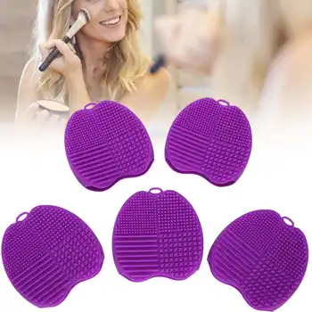 

5pcs/set Makeup Brush Cleaner Scrubber Pad Silicone Cosmetic Cleaning Pad Tool Accessories Kit Dark Purple