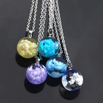 

Sweet And Lovely Crystal Blue Sky And White Clouds Sen Transparent Transparent Creative Handmade Jewelry Resin Pendant