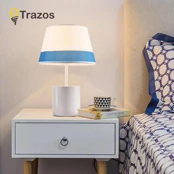 

Simplicity Style LED Table Lamp With Fabric art Lampshade hardware Bedside Lighting Book Lamps Reading Button Switch Luminaria