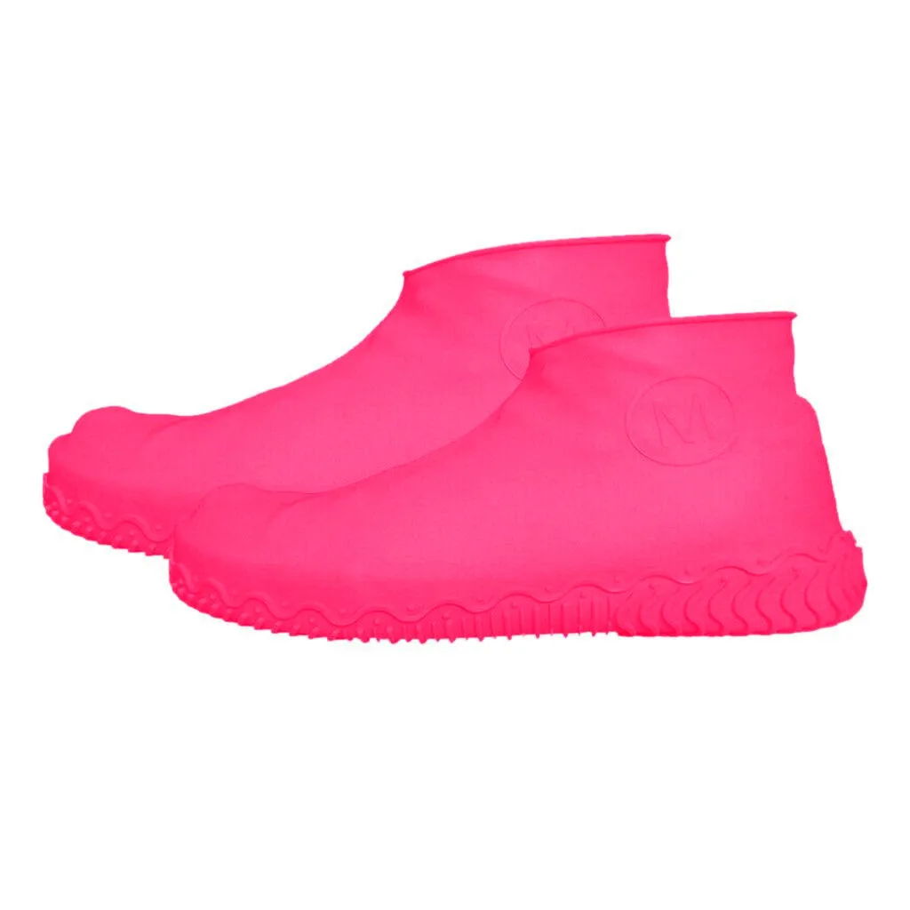 Силиконовые уличные Нескользящие водонепроницаемые бахилы; портативные непромокаемые сапоги; непромокаемая обувь для мужчин и женщин; подростковые противоскользящие бахилы - Цвет: Розовый цвет