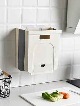 

Creative Punched-Free Folding Can Can Rectangular Kitchen Wall Hangers Bathroom Trash Basket
