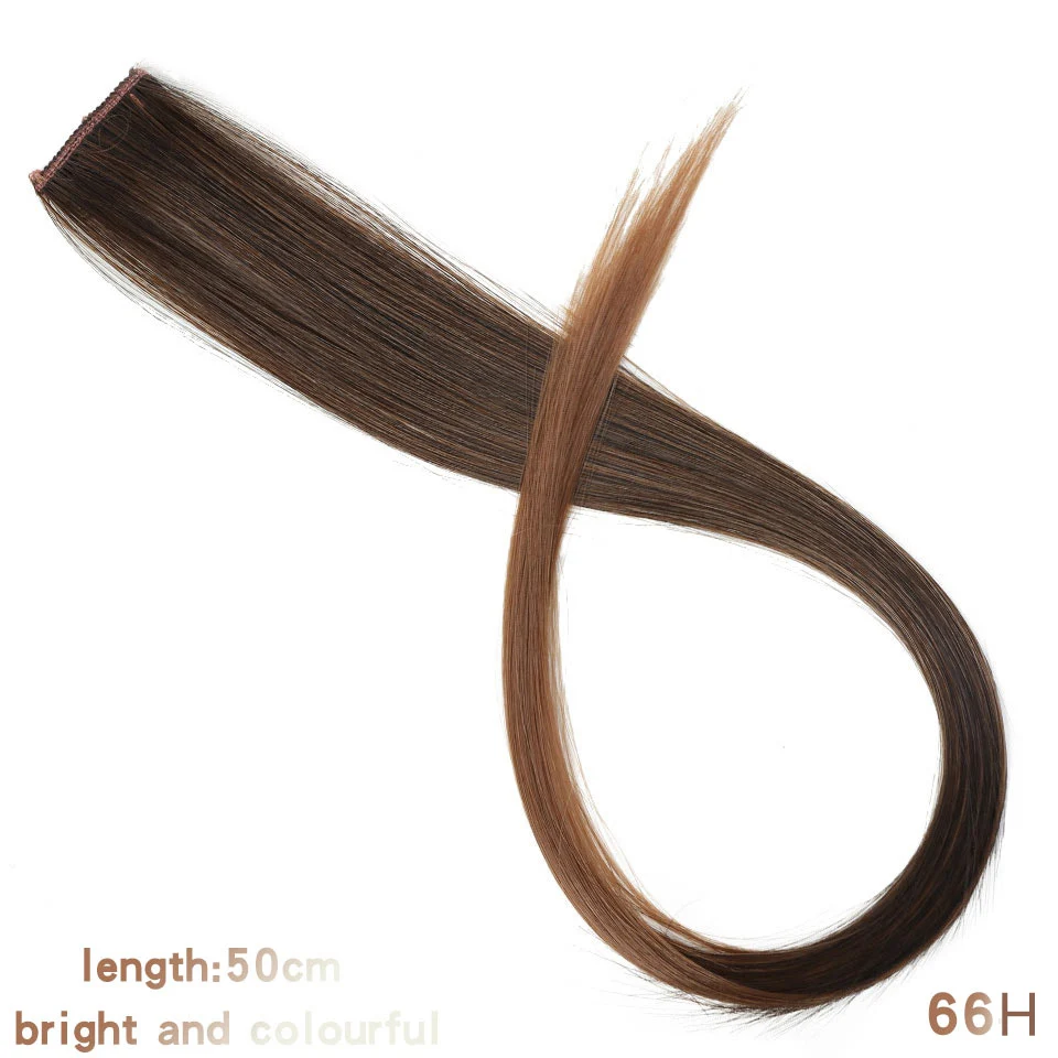 37 цветов s50cm синтетический длинный прямой волос шт синтетические волосы цветные полоски одинарный зажим в одной части волос для наращивания - Цвет: CFP-66