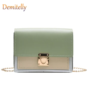 

Fashion Chain Women's Shoulder Bag Simple Casual Clutch Texture Contrast Color Ladies Handbag Small Square Messenger Bag