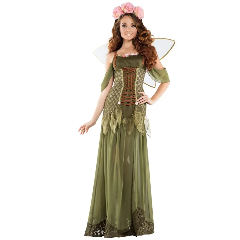 Love live Flowers Fairy Theme Party Stage Costume Halloween Sexy Green Elf Princess Fancy Dress | Тематическая одежда и