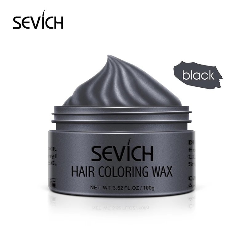 Black Sevich 100 г унисекс 9 цветов краска для волос воск для укладки волос черный цвет Временная Краска для волос воск для волос сильная и удерживающая глина для волос - Цвет: Black