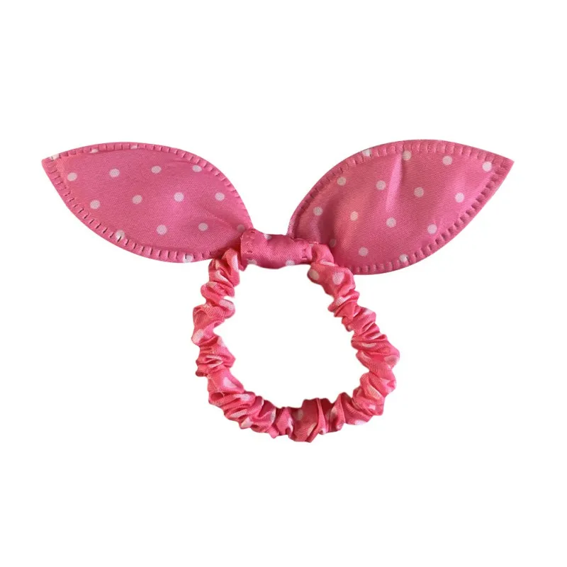 

All Seasons Kids Girls Cloth Headwear Cute Casual Elastic Hair Rope Comfortable Bow-Knot Polka Dot Pattern Hair Ties With Ear