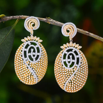 

GODKI Luxury Trendy Big Oval Dangle Earrings For Women Wedding Cubic Zirconia CZ DUBAI Bridal Earring Jewelry Accessories2020