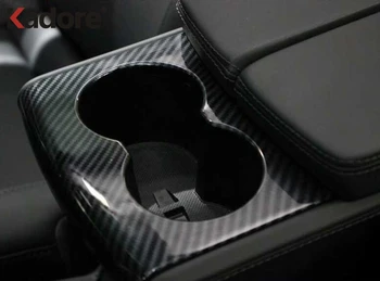 

For Tesla Model X 2016-2018 2019 Carbon Fiber Trim Cup Holder Decorative Frame Decal Cover Sticker Cover Car Styling Accessories