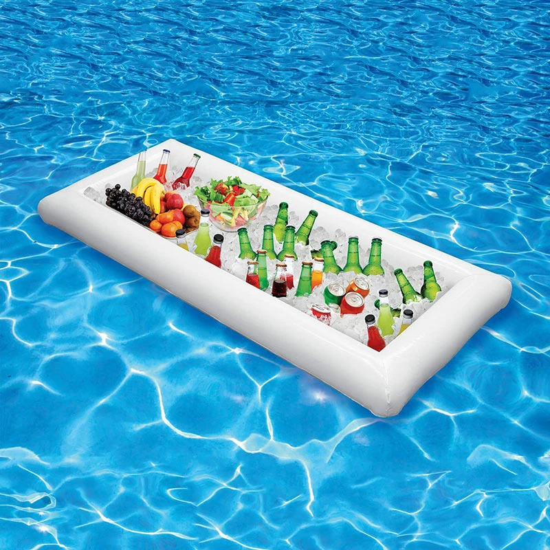 cubo de hielo inflable para fiesta flotador de bebidas para piscina al aire libre suministros de comida soporte de juguete
