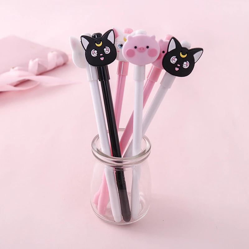 

1 PCS Lytwtw's Korean Cute Pure Cat Pig Gel Pen School Office Kawaii Supply Handles Novelty Gift Creative Cartoon Stationery