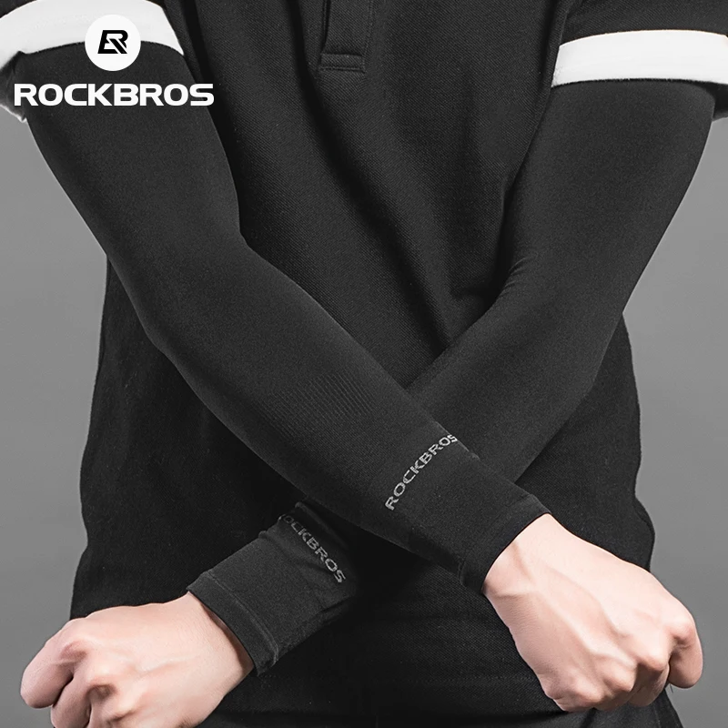 ROCKBROS Cool Cycling Arm Sleeves Men Women Ice Silk Sun Protection Arm Warmers For Outdoor Sport Fishing Running Basketball