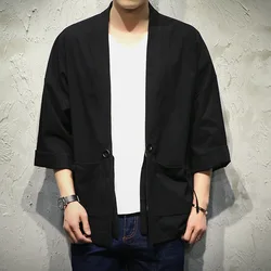 T shirt de Style chinois pour hommes, Kung Fu, Hanfu, hauts, samouraï japonais, Kimono Haori, Sushi, Robe Tang, costume, vestes, chemisier, Yukata, manteau asiatique 