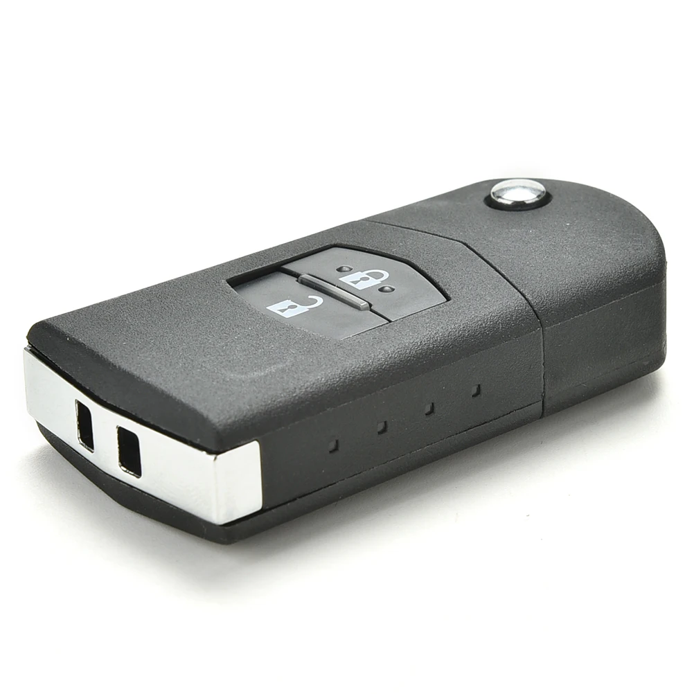 

2 Button Remote Key Fob Shell Case Folding Flip With Uncut Blade For Mazda 3 5 6