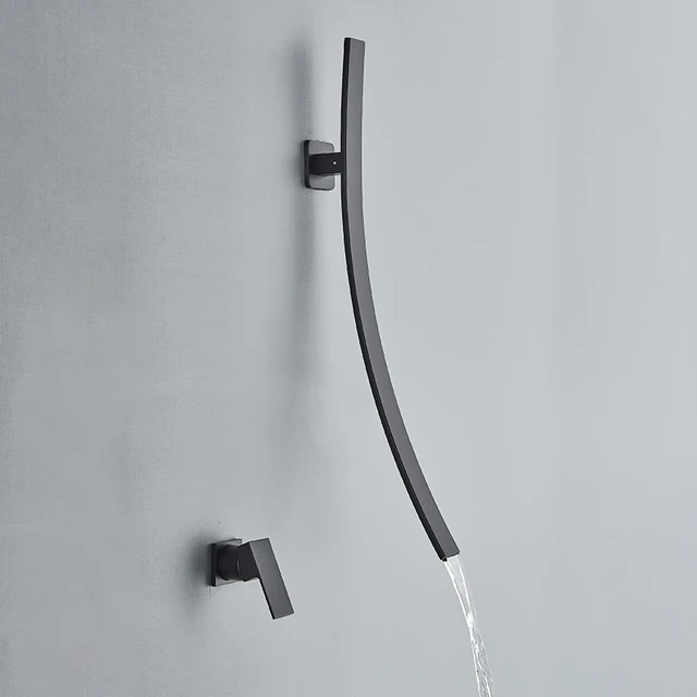 Rubinetto Lavabo Bagno FORIOUS - Nero, Beccuccio A Cascata, Monocomando, Altezza 110 Mm - Foto 14