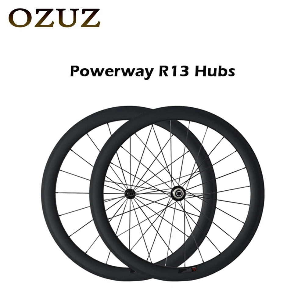 

OZUZ Powerway R13 Ultra Light 50mm Depth Tubular Clincher 23mm Width Carbon Wheels 700c 3K Bicycle Wheelset Carbon Bike Wheels