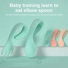 

Spoon For Baby Utensils Set Auxiliary Food Silicone Gel Spoon Baby Learn To Eat Training Bendable Soft Spoon Children Tableware