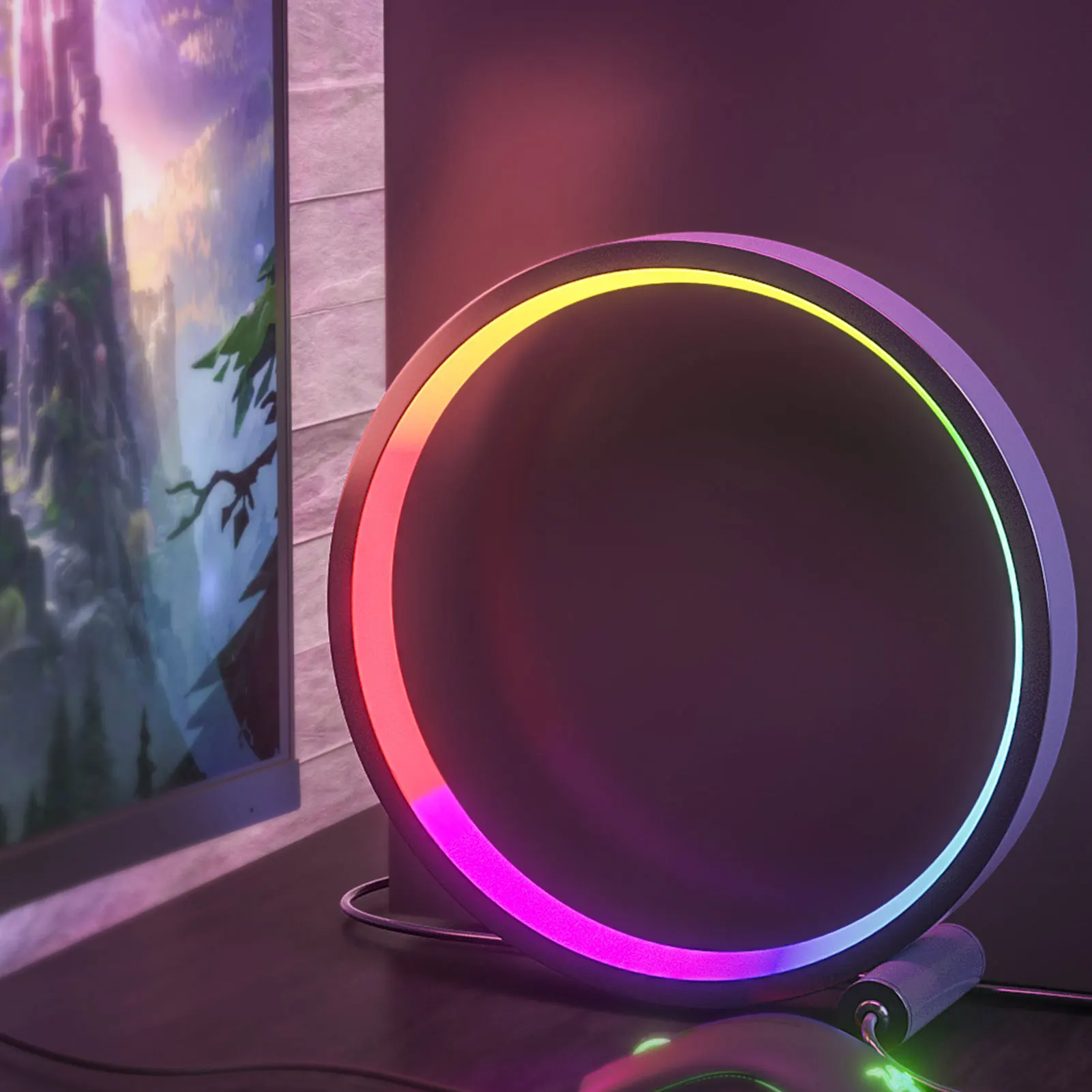 10in 25cm Ring Light RGB Tripod Phone Stand Holder Photography RingLight Circle Fill Light Led Color Lamp Atmosphere Light nursery night light