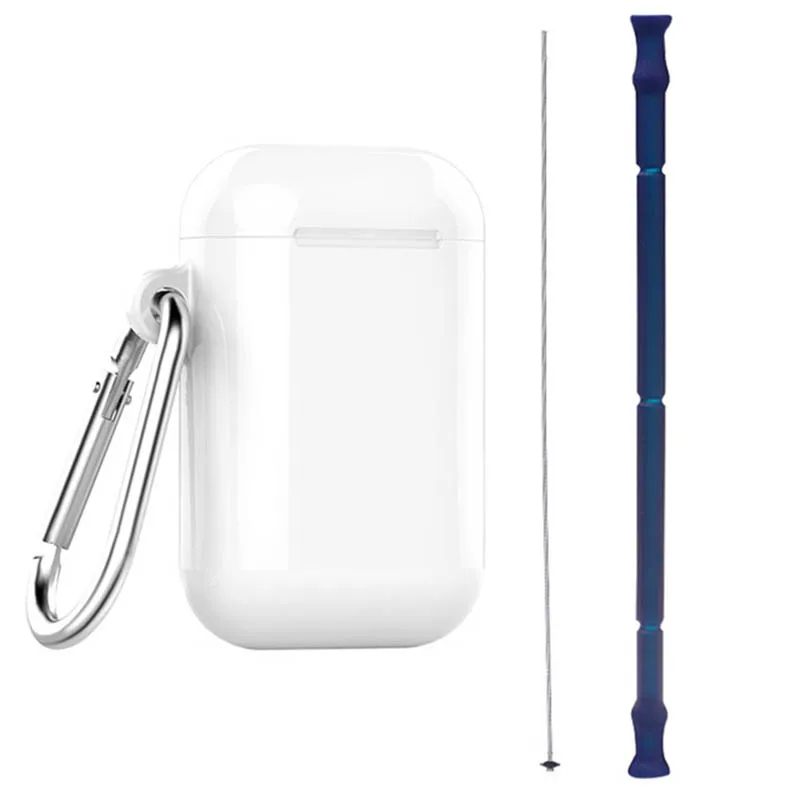 Blue 25cm Портативные силиконовые для путешествий складные соломинки многократного использования гнущаяся соломинка для напитков набор трубок с чехлом и щетка для чистки детей и взрослых - Цвет: Blue 25cm