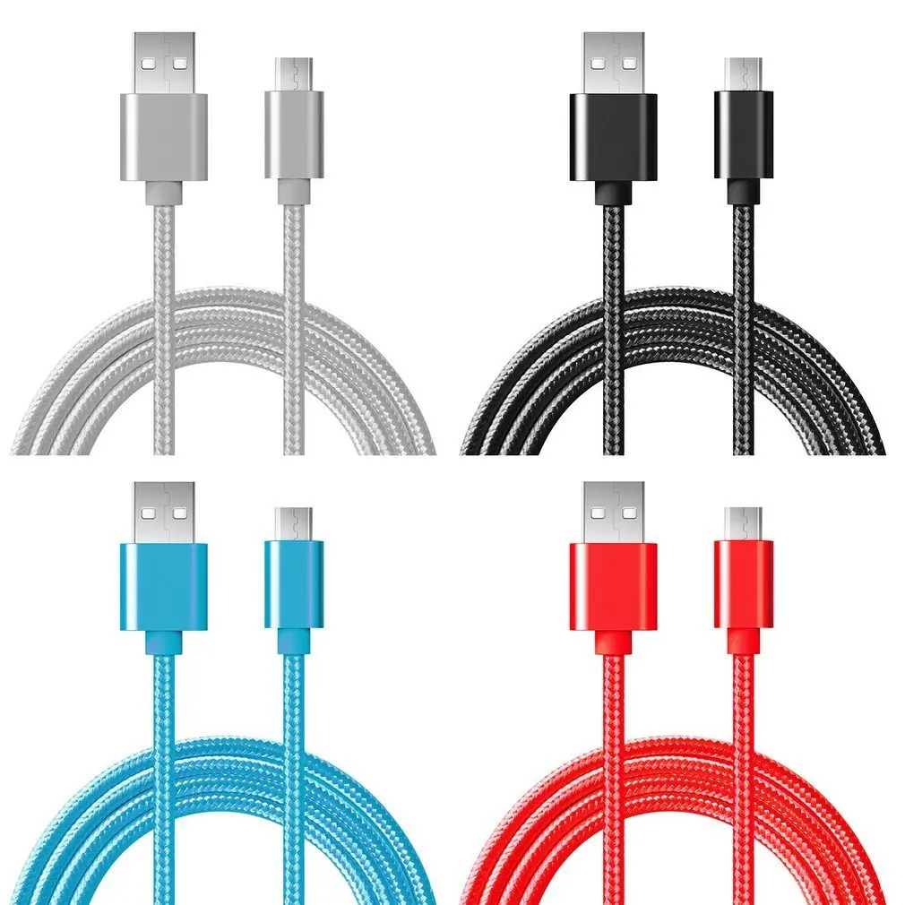 4 цвета для мобильных телефонов через USB кабель для передачи данных Micro USB нейлоновый плетеный кабель для быстрой зарядки передачи и для передачи данных и зарядки устройств линия универсальный для телефонов на базе Android с Bluetooth для samsung S7 1/2/3 м