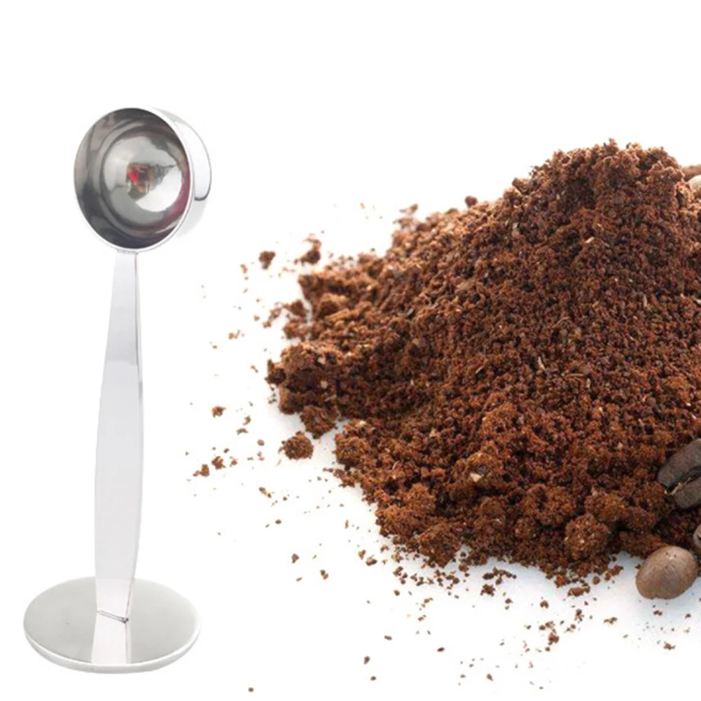 Description Picture 5 of item2 in 1 Stainless Steel Coffee Tamper Measuring Spoon Scoop with Stand Espresso Coffee Bean Tea Spoon Coffeeware Kitchen Gadg