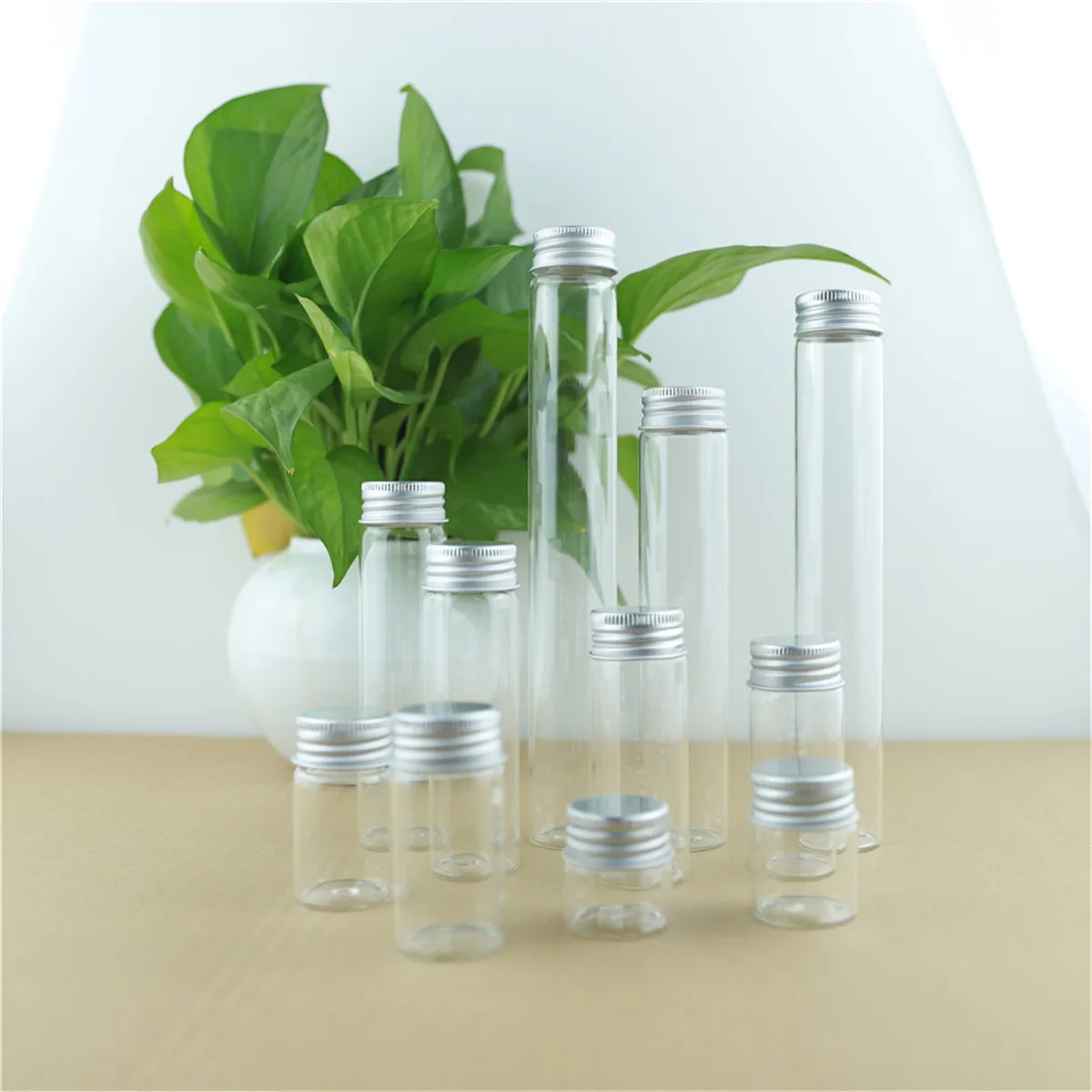 15 PCS Glass test tube 30×200mm 110ml Glass Bottles Aluminum Caps Glass Tiny Jars Vials Glass Containers Decorative Bottle 5