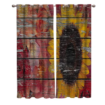

Grain Sunflower Rustic Window Curtains Scenic Curtains for Living Room Decorative Items Living Room