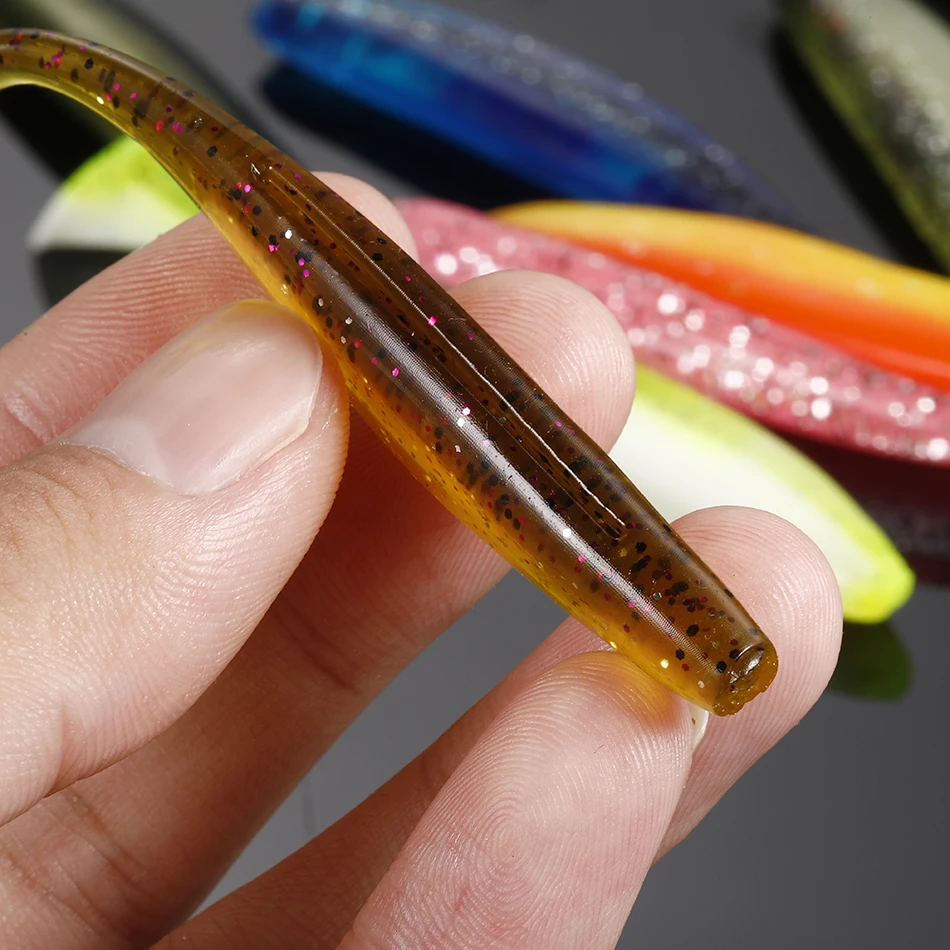 10pcs/Lot Fishing Jig Wobblers Soft Lures 70mm 55mm Easy Shiner Double Color Silicone Artificial Bait Swimbait Carp Bass Tackle