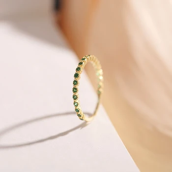 Anillos abiertos de esmeralda de oro Real de 14k para mujer, joyería de alta calidad con diseño ajustable, regalo de fiesta de aniversario y bodas