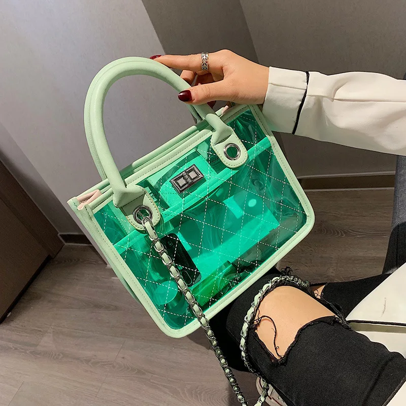 

2019 New summer clear beach bag, Pectin, small square bag, single-shoulder, single-shoulder, single-shoulder single-shoulder bag
