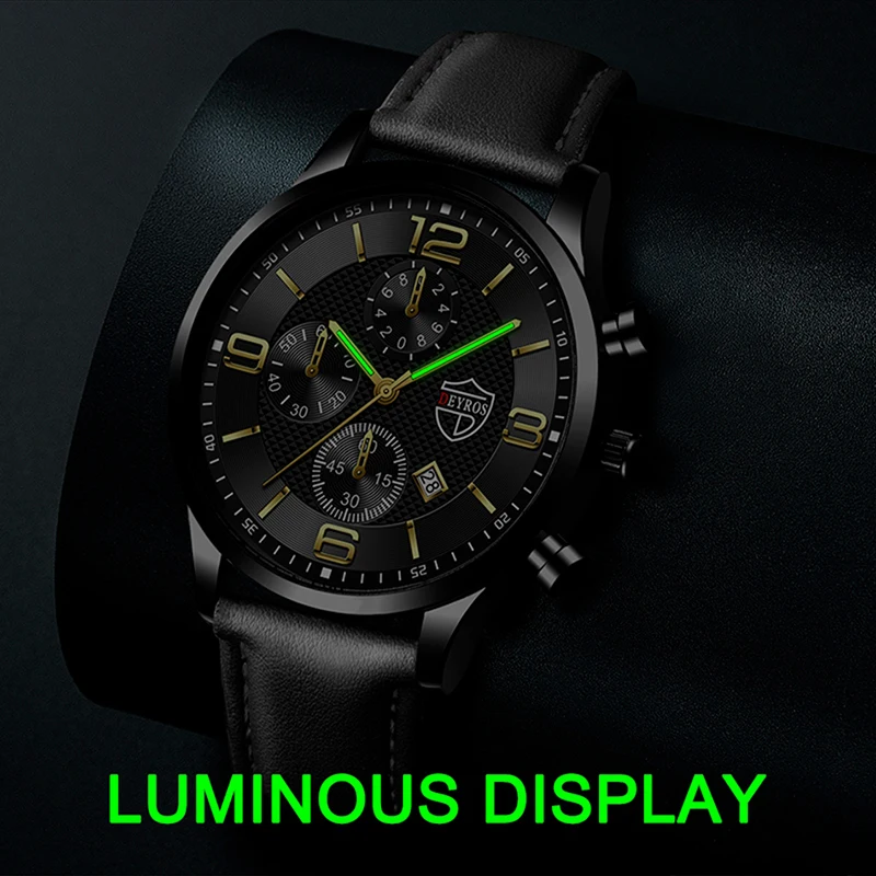 Fashion Brand Men's Watches Luxury Men Leather Quartz WristWatch  Leather Bracelet Watch Sports Casual Male Luminous Clock 3