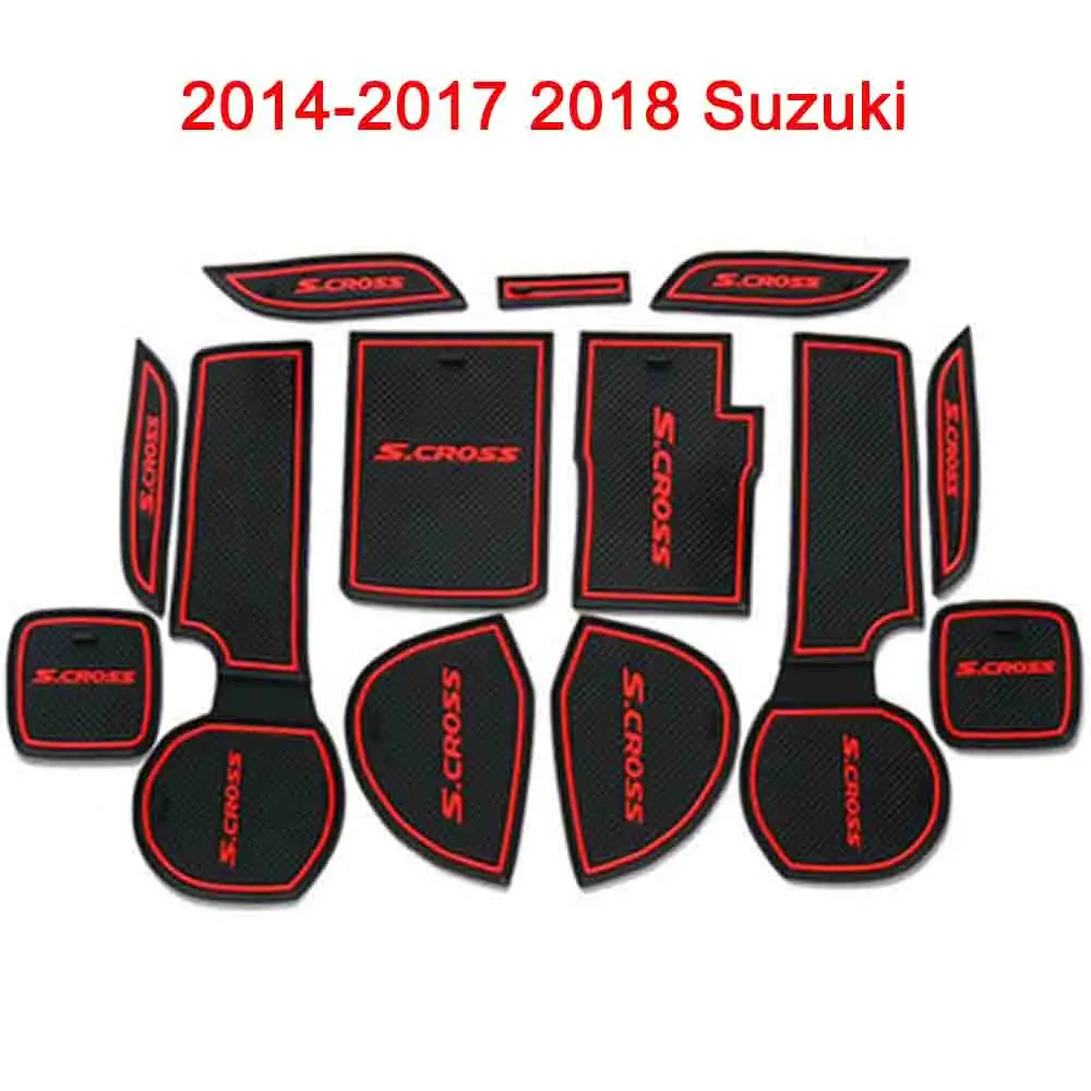

13PCS/Lot Car-Styling Latex Door Groove Mat Car-Covers Gate Slot Mat Sticker For Suzuki S.cross Internal Accessories Car Styling