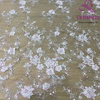 

High quality mixed-color polyester wedding dress/stage dress lace fabric 5yards/lot