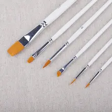 6 шт./компл. акварель гуашь Краски кисти разных Форма круглым заостренным кончиком набор нейлоновых волосяных Краски ing кисти комплект, принадлежности для живописи