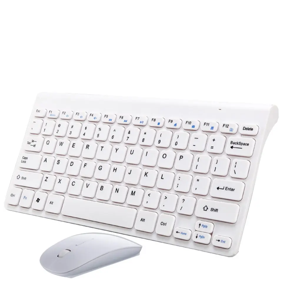 Беспроводная клавиатура и мышь Мини мультимедийная клавиатура мышь комбо набор для ноутбука Mac Настольные Офисные принадлежности - Цвет: White