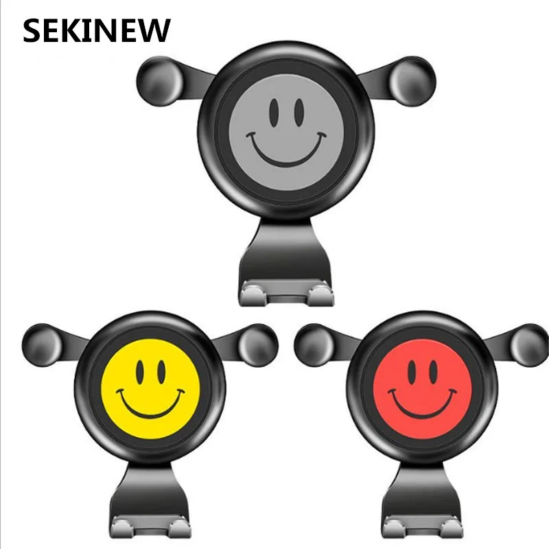 SEKINEW Smile Face Gravity Автомобильный держатель для телефона в Автомобиле вентиляционное отверстие крепление без магнитного держателя мобильного телефона Подставка для сотового телефона