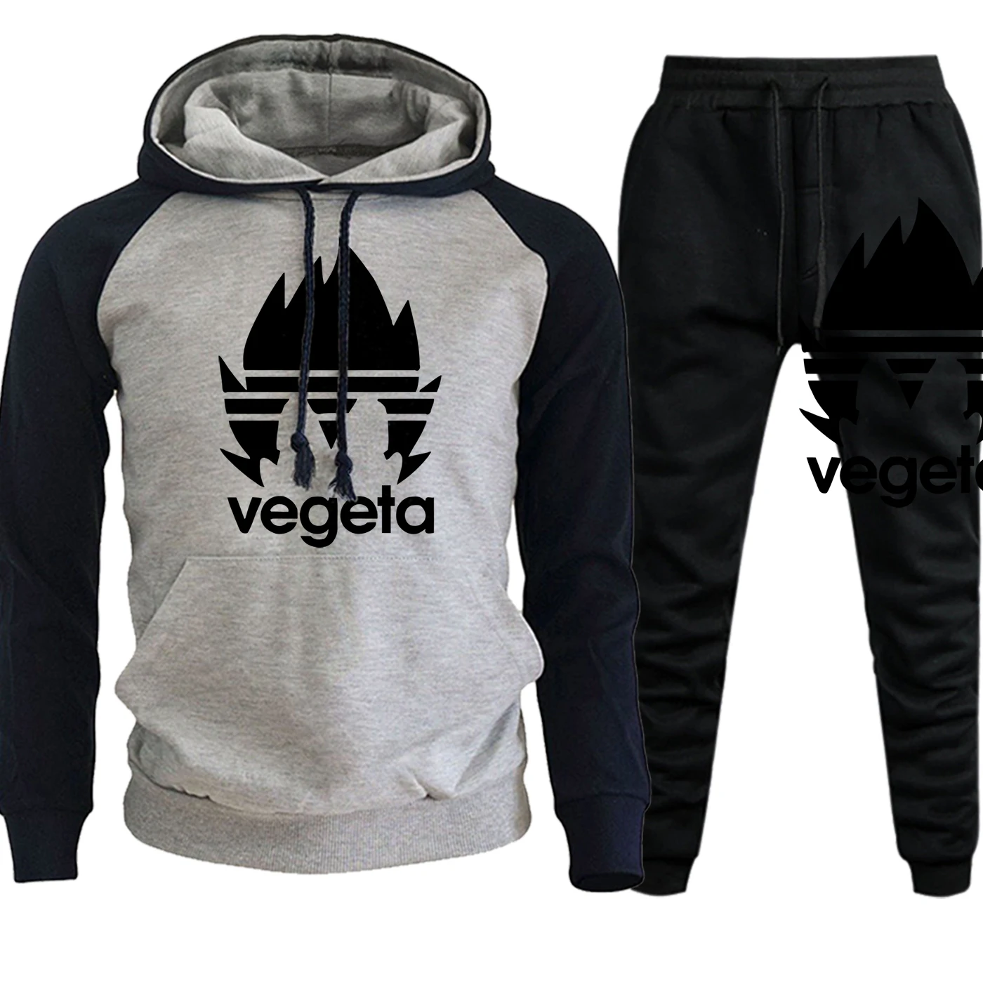 Vegeta Dragon Ball толстовки реглан мужская уличная одежда осень зима костюм мужской мультфильм флис с капюшоном пуловер+ брюки комплект из 2 предметов