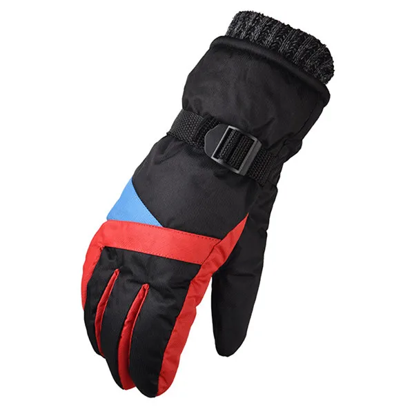 black with red New Waterproof Winter Warm Gloves Windproof Outdoor Gloves Thicken Warm Mittens Touch Screen Gloves Unisex Men Cycling Glove - Цвет: black with red