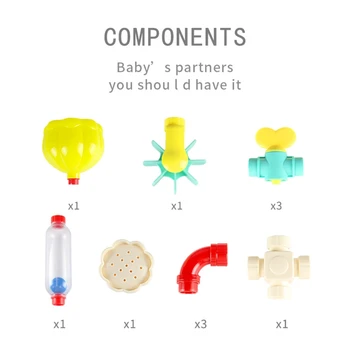 

Pipes Baby Bath Toys for Toddler Bath Toys, Kids Bath Toys with Fun Widgets Squirters Rotating Spray Water Toy,Education
