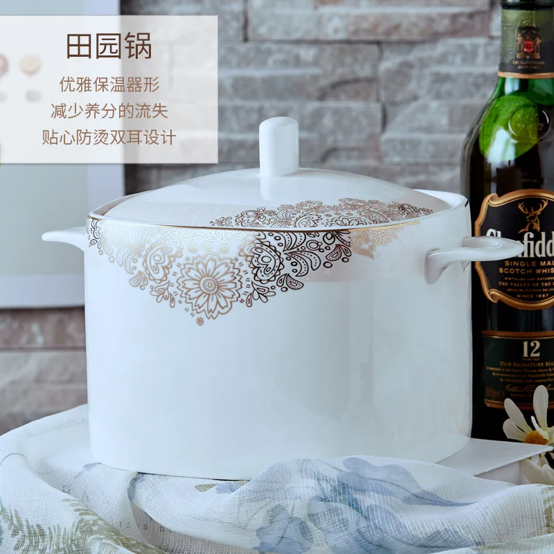 Фарфоровая посуда с венком из костяного фарфора набор 56 предметов для здоровья в