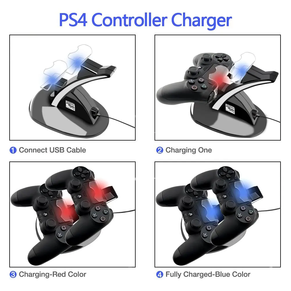 PS4 контроллер зарядное устройство, Ps4 контроллер зарядная док-станция светодиодный индикатор нижнего света PS4/PS4 Slim/PS4 Pro контроллер