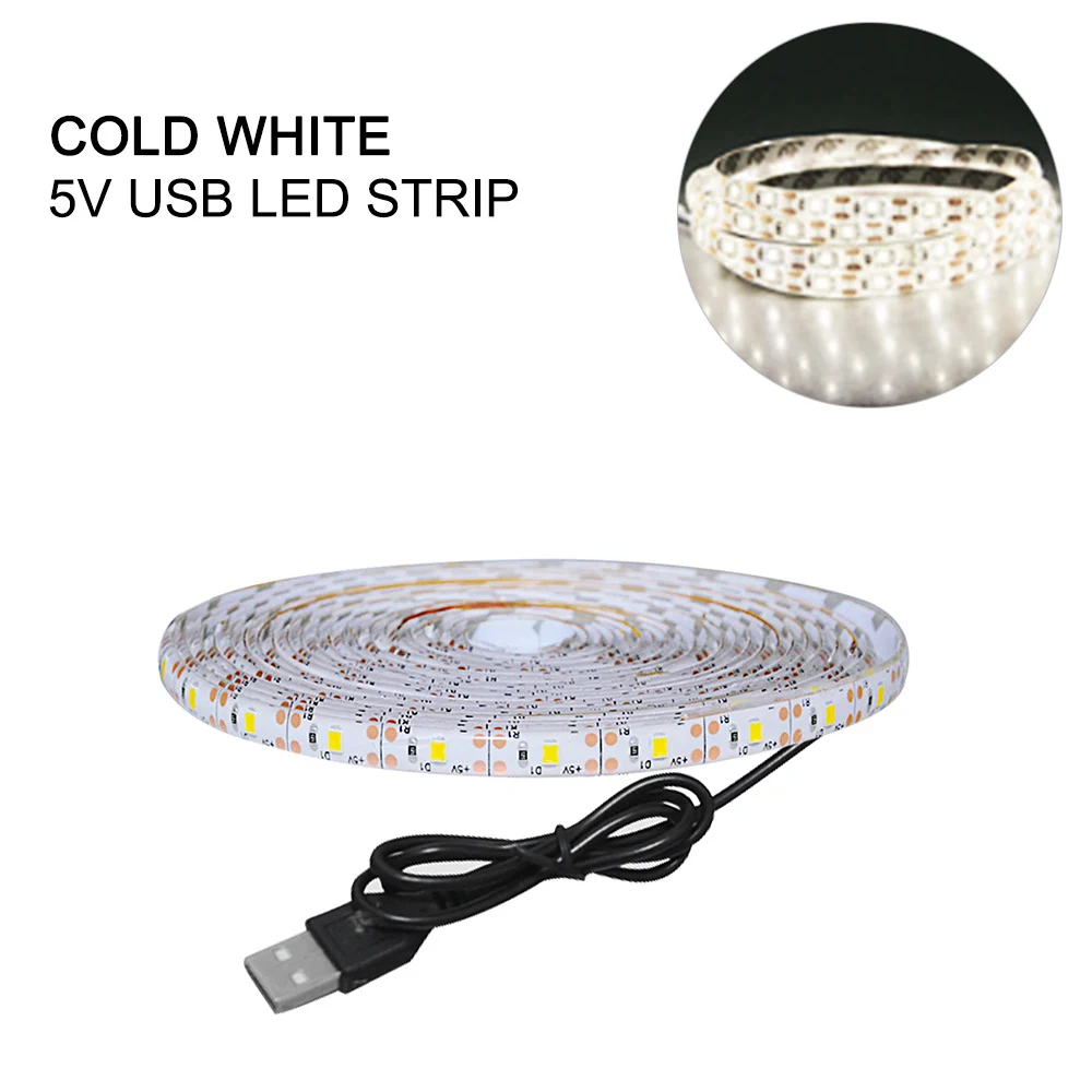 With USB Port White Светильник s для кухни светодиодный светильник для шкафа 5 в PIR датчик движения USB Светодиодная лента 2835 SMD лампа для шкафа лента PC tv подсветка - Цвет: With USB Port White