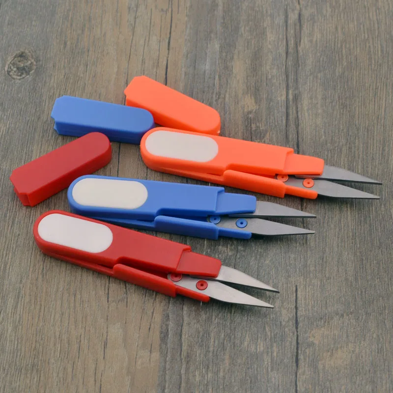 

Handle Safety Cover Plastic Sewing Scissors Thread Embroidery Cross-stitch Cutter Portable Cutter Mini Spring U Shape Scissors G
