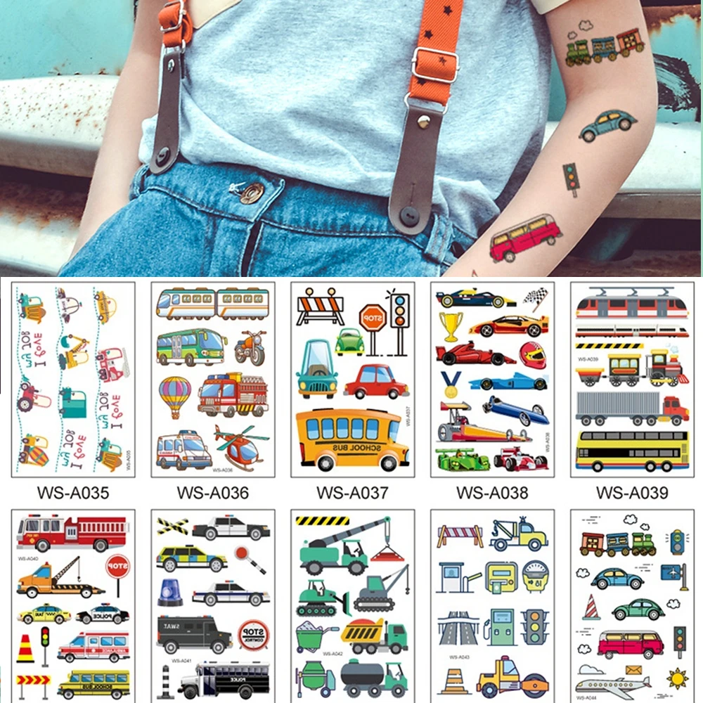 TOYANDONA 10 piezas de dibujos animados de coches tatuajes temporales pegatinas niños favores de fiesta