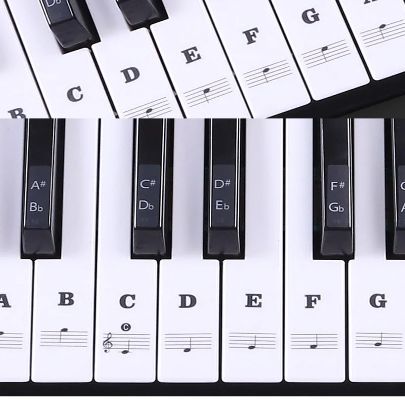 

37/49/54 Key Piano Stickers Transparent Piano Keyboard PVC Sticker Piano Stave Electronic Keyboard Name Note Sticker Accessories
