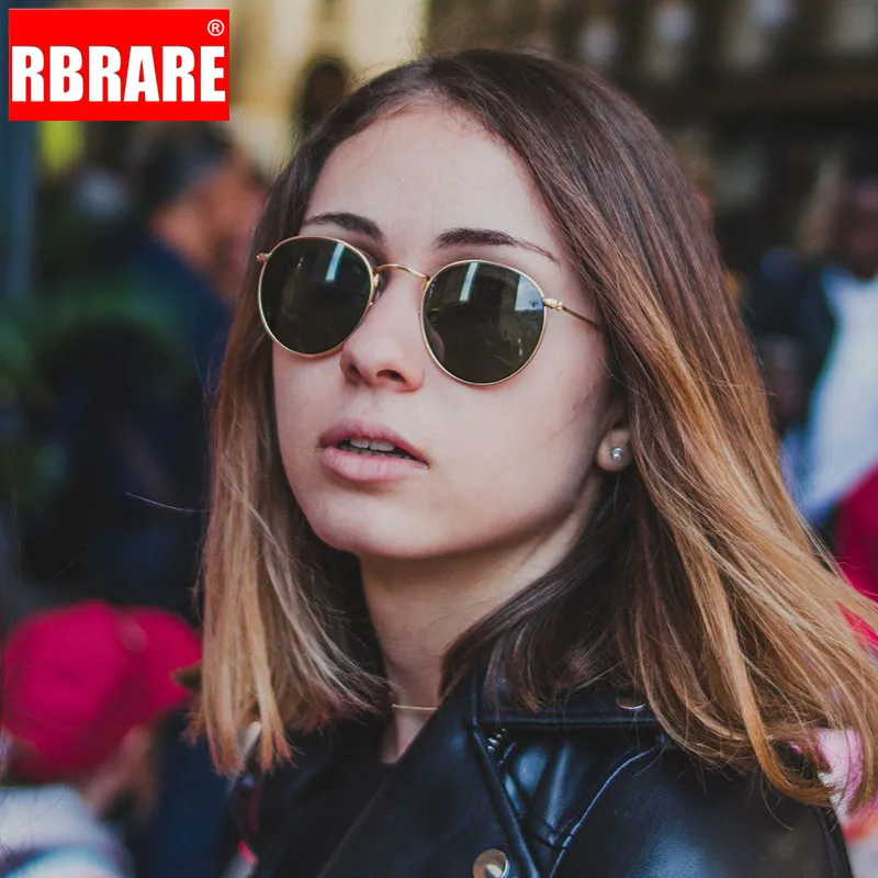 RBRARE Classic Polarized Metal Round Sunglasses Women Luxury Glasses Retro Men Sun Glasses Vintage Mirror Oculos De Sol Feminino