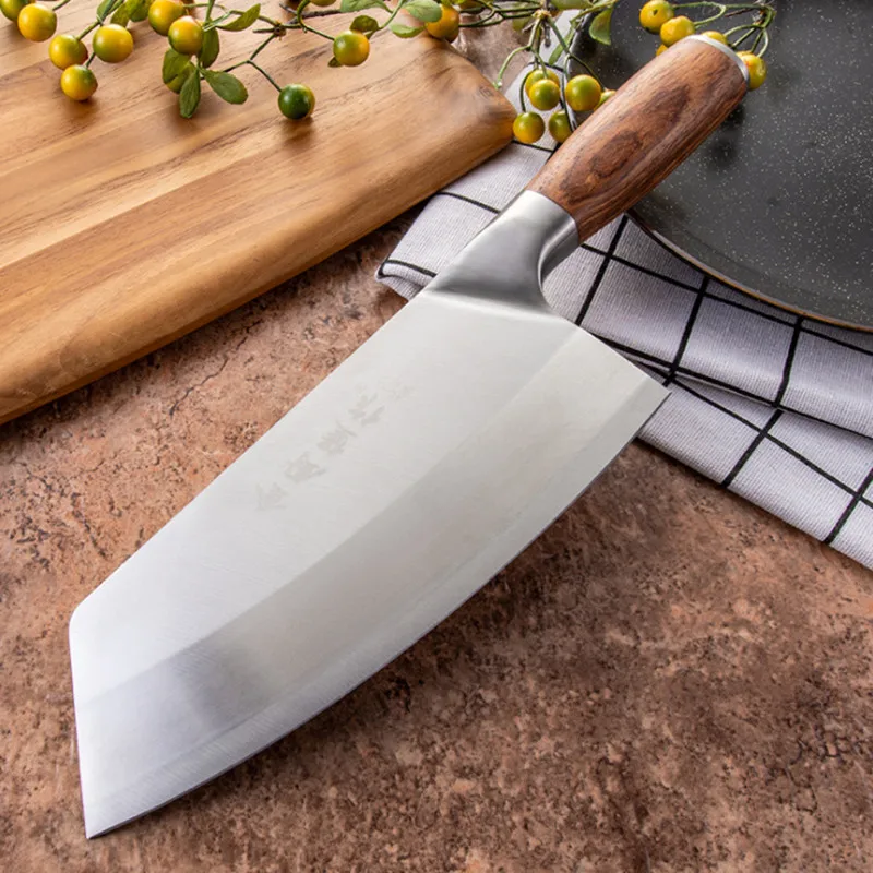 High Quality Hand Forged Kitchen Knife 4Cr13 Stainless Steel Crude Wood Handle Sharp Light Chinese Slicing | Дом и сад