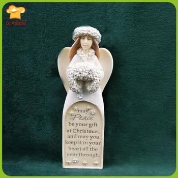 

2020 New Christmas Angel Statue Faith and Peace Glue Mold Home Candle Piece Plaster Aroma Mould