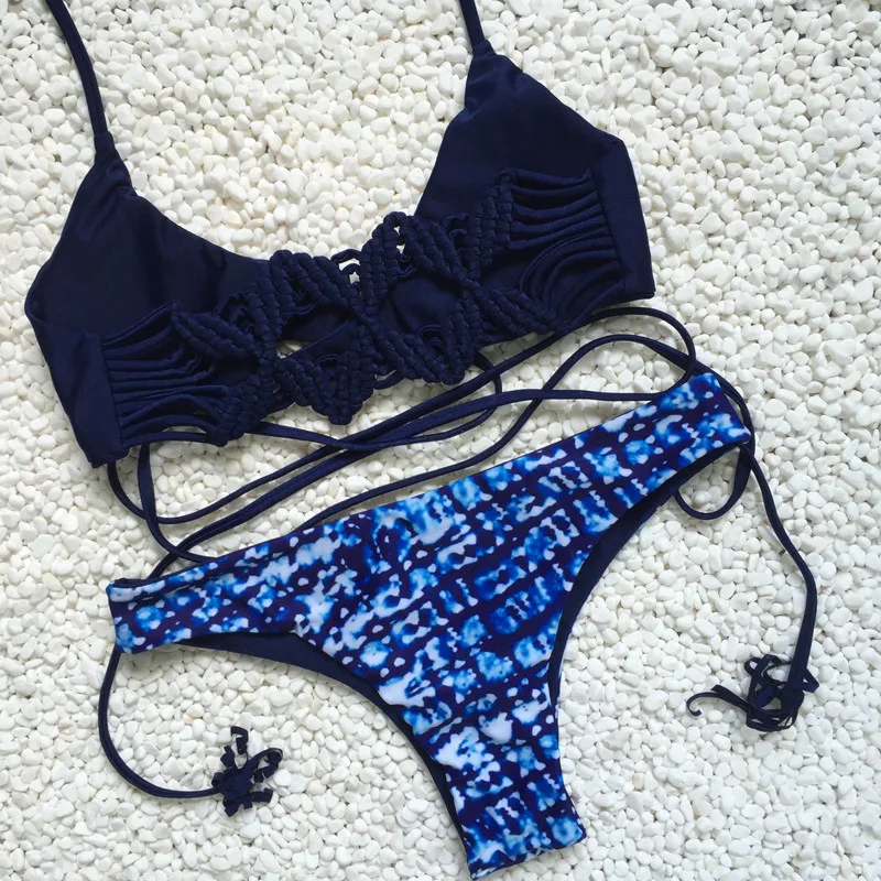 

Pushups Swimwear Beachwear Female Women Bikini Set Blue Swimsuits Woman Push-up Cut Two Piece Swimsuit Lady Swim Suit