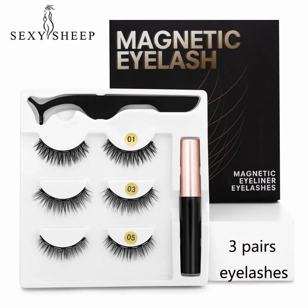 SEXYSHEEP Magnetic Eyelashes Eyeliner Eyelash Curler Set5 Magnet Natural Long Magnetic False Eyelashes With Magnetic Eyeliner